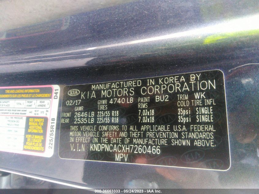 2017 KIA SPORTAGE EX - KNDPNCACXH7260466