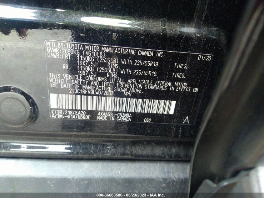 2020 TOYOTA RAV4 XLE PREMIUM - 2T3C1RFV9LW072607
