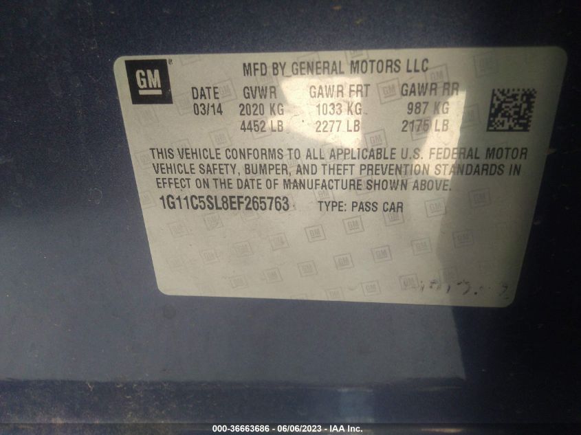 2014 CHEVROLET MALIBU LT - 1G11C5SL8EF265763