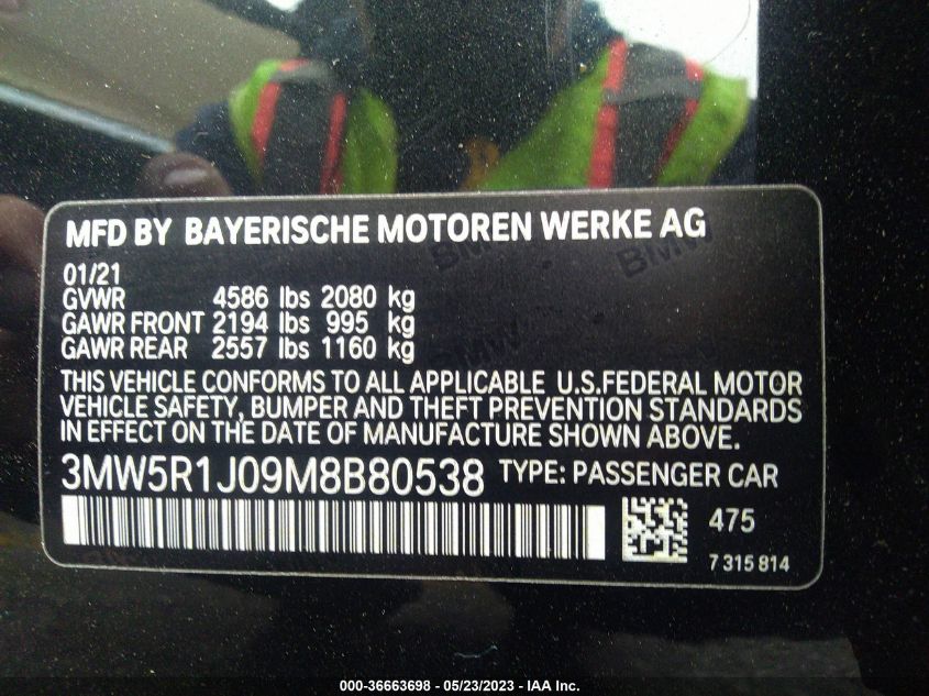 2021 BMW 3 SERIES 330I - 3MW5R1J09M8B80538