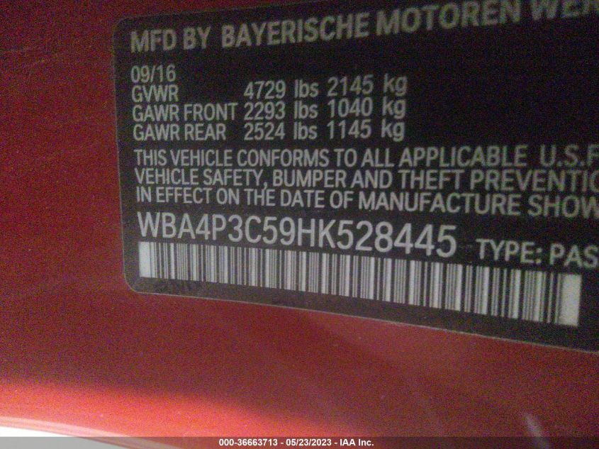 2017 BMW 4 SERIES 440I XDRIVE - WBA4P3C59HK528445
