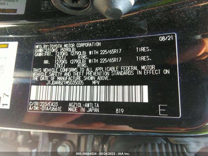 2021 LEXUS NX NX 300 - JTJDARBZ1M5035005