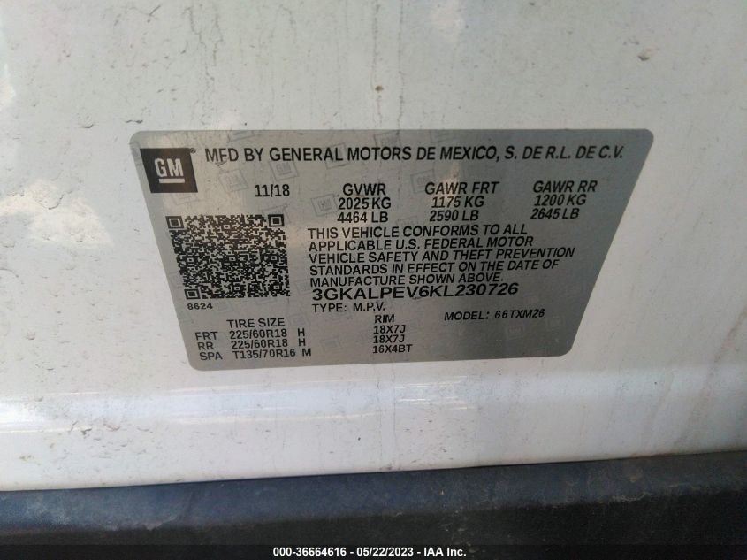 2019 GMC TERRAIN SLT - 3GKALPEV6KL230726