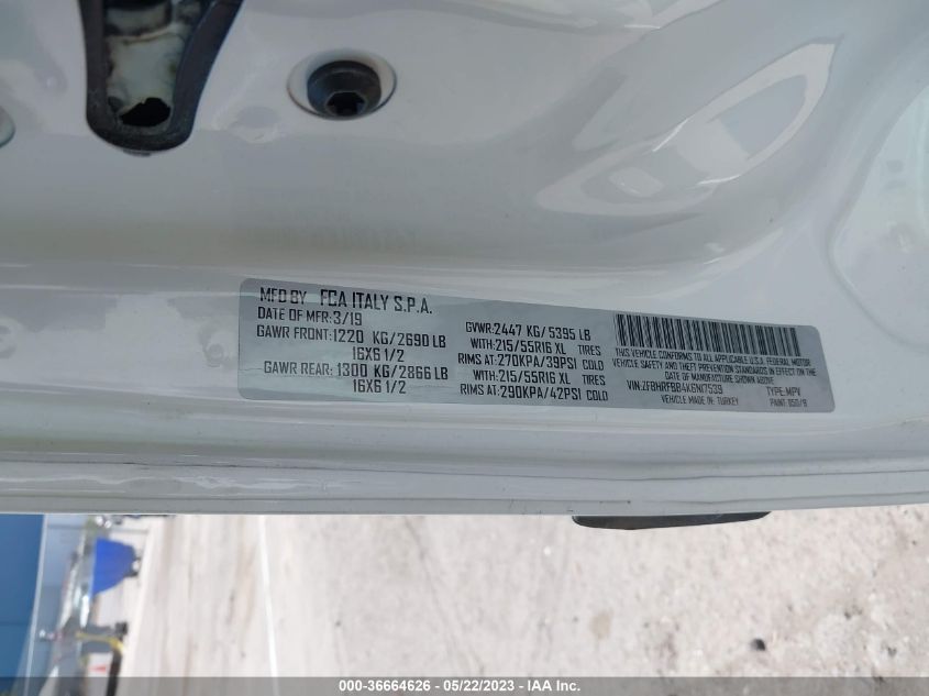 2019 RAM PROMASTER CITY TRADESMAN SLT - ZFBHRFBB4K6N17539
