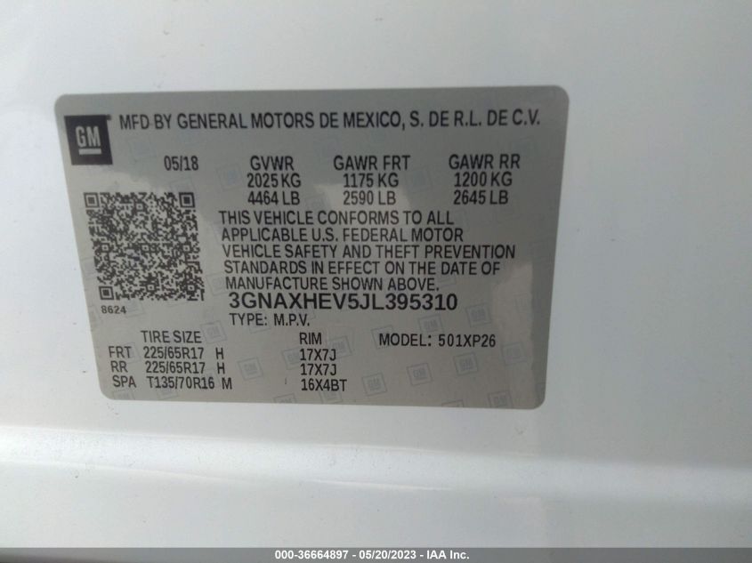 2018 CHEVROLET EQUINOX LS - 3GNAXHEV5JL395310