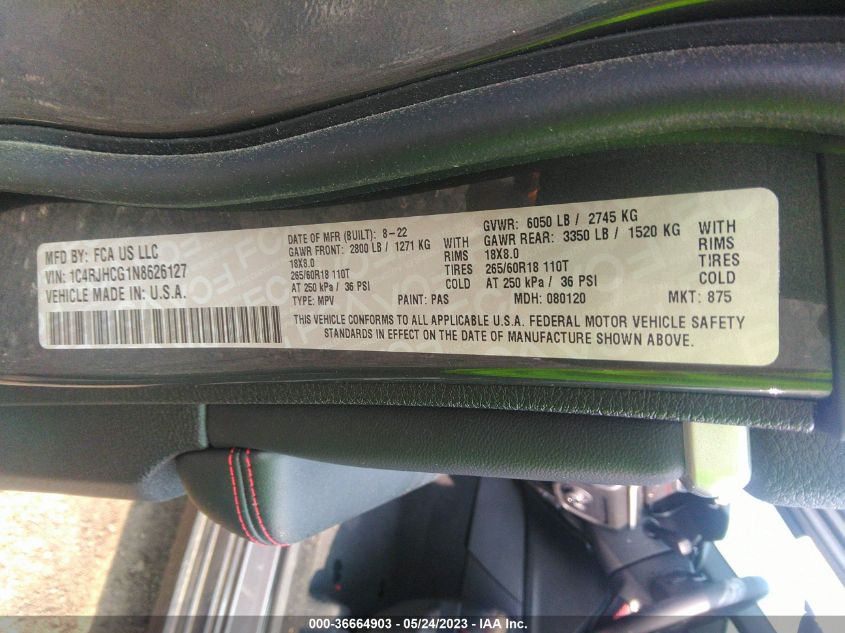 2022 JEEP GRAND CHEROKEE TRAILHAWK - 1C4RJHCG1N8626127