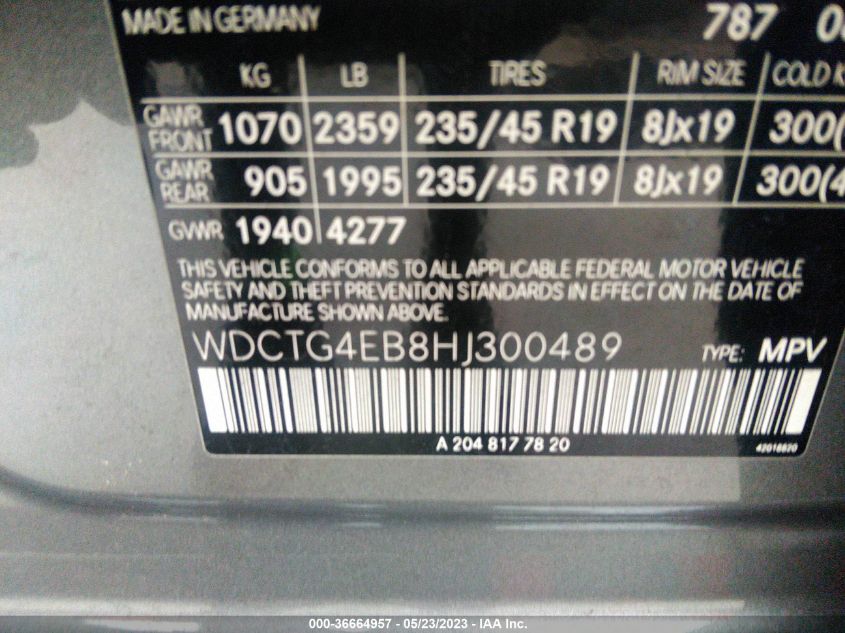 2017 MERCEDES-BENZ GLA GLA 250 - WDCTG4EB8HJ300489