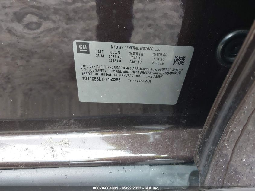 2015 CHEVROLET MALIBU LT - 1G11C5SL1FF153355
