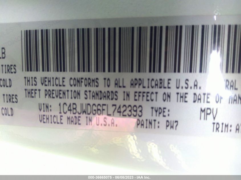 2015 JEEP WRANGLER UNLIMITED SPORT - 1C4BJWDG6FL742393