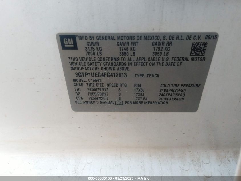 2015 GMC SIERRA 1500 SLE - 3GTP1UEC4FG412013