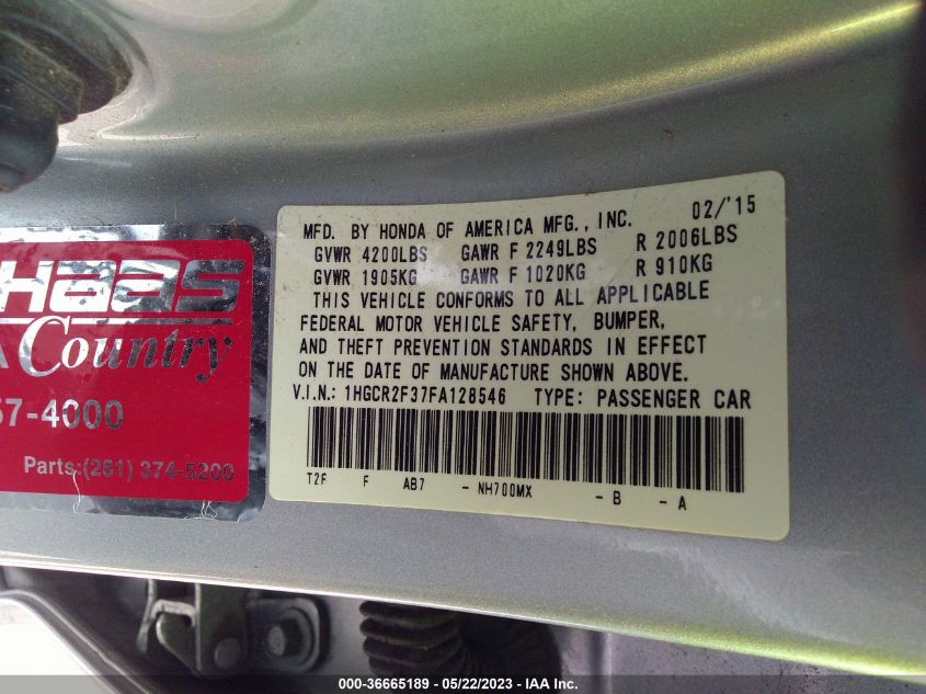 2015 HONDA ACCORD SEDAN LX - 1HGCR2F37FA128546