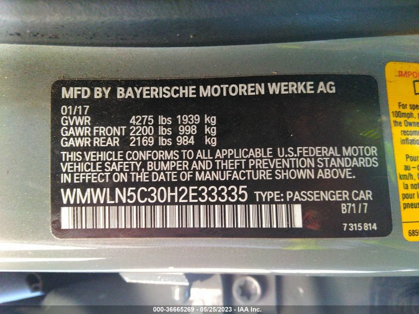 2017 MINI CLUBMAN COOPER - WMWLN5C30H2E33335