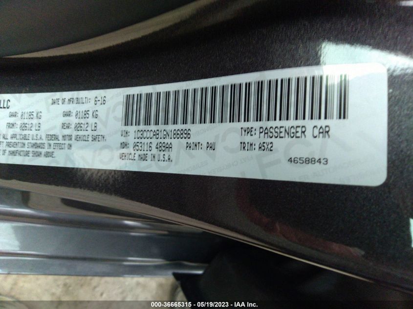 2016 CHRYSLER 200 LIMITED - 1C3CCCAB1GN186896