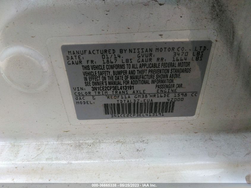 2014 NISSAN VERSA NOTE SV - 3N1CE2CP3EL413191