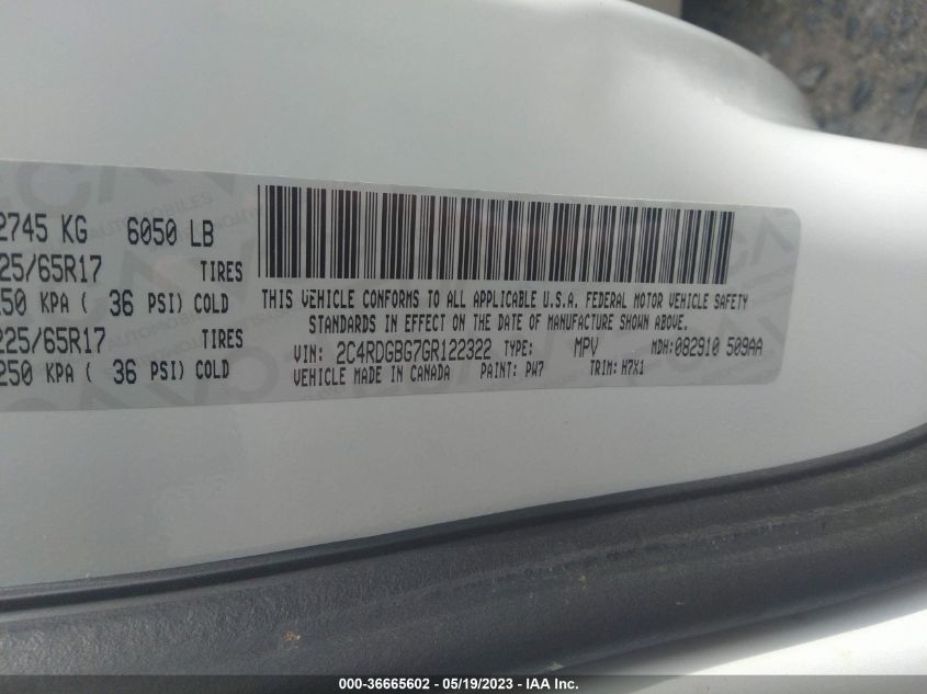 2016 DODGE GRAND CARAVAN SE - 2C4RDGBG7GR122322