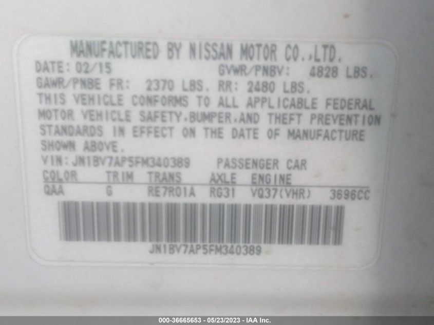 2015 INFINITI Q50 SPORT - JN1BV7AP5FM340389