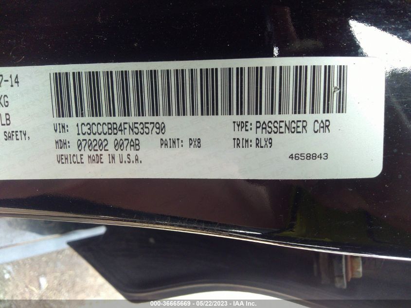 2015 CHRYSLER 200 S - 1C3CCCBB4FN535790