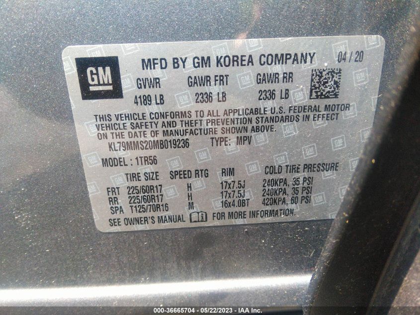 2021 CHEVROLET TRAILBLAZER LS - KL79MMS20MB019236