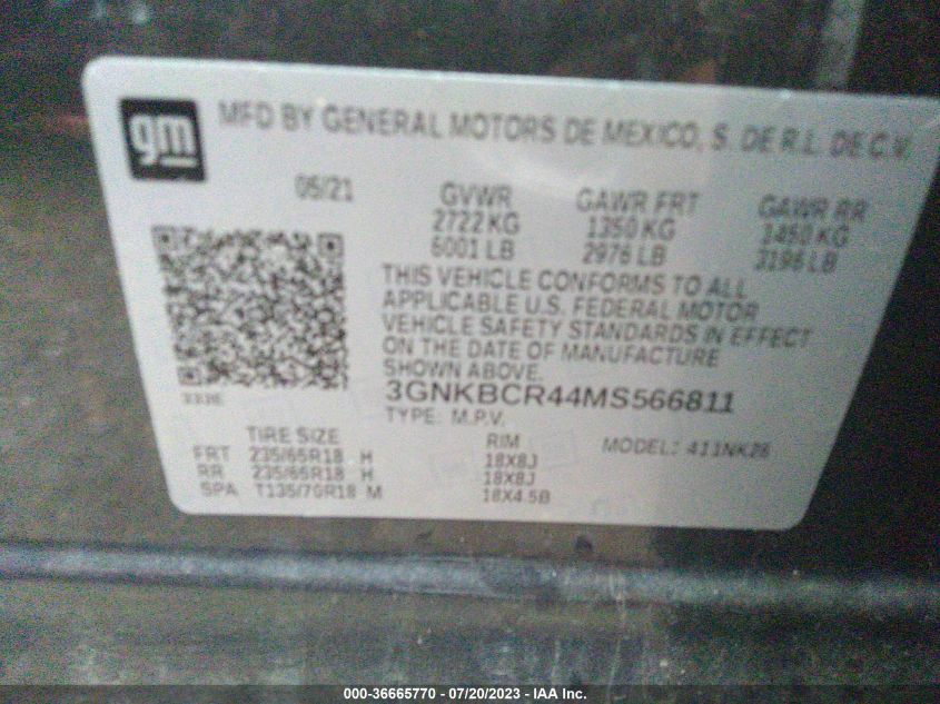 2021 CHEVROLET BLAZER LT - 3GNKBCR44MS566811