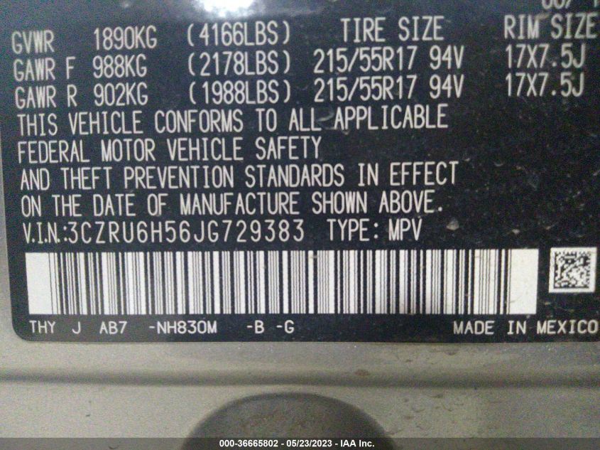 2018 HONDA HR-V EX - 3CZRU6H56JG729383