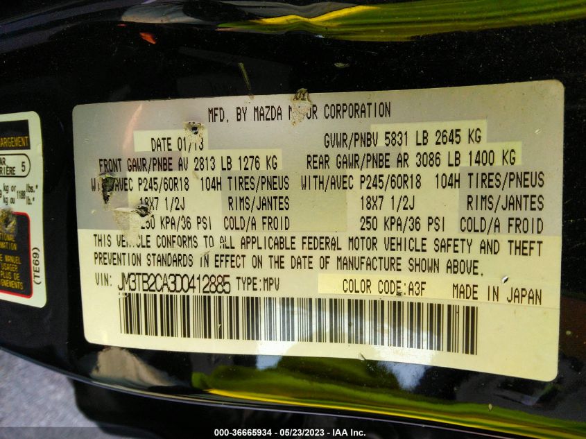 2013 MAZDA CX-9 TOURING - JM3TB2CA3D0412885