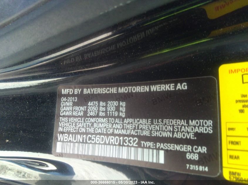 2013 BMW 1 SERIES 128I WBAUN1C56DVR01332