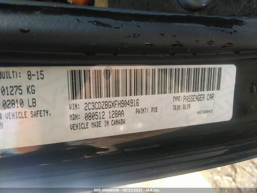 2015 DODGE CHALLENGER SXT PLUS - 2C3CDZBGXFH904916