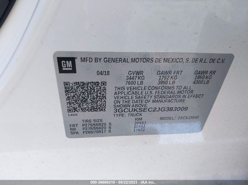 2018 CHEVROLET SILVERADO 1500 LTZ - 3GCUKSEC2JG383009