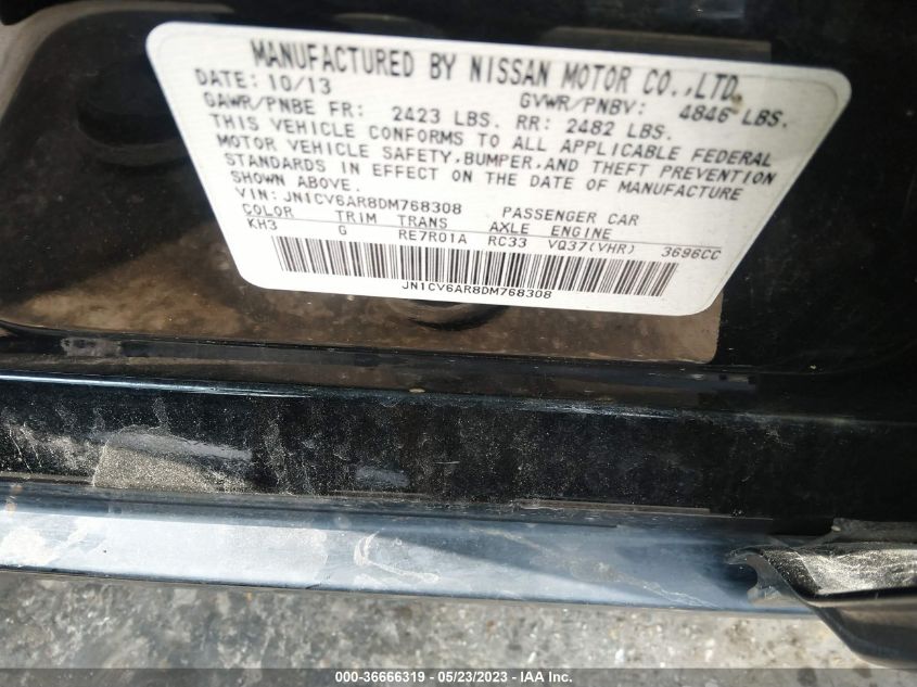 2013 INFINITI G37 SEDAN X JN1CV6AR8DM768308