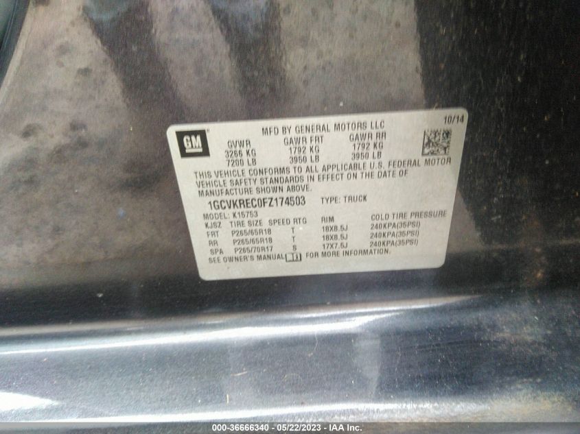 2015 CHEVROLET SILVERADO 1500 LT - 1GCVKREC0FZ174503