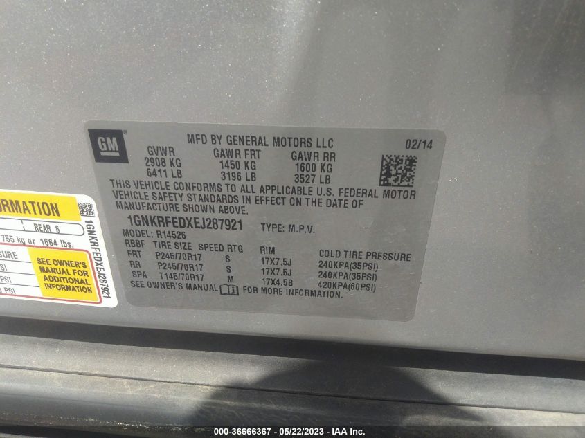 2014 CHEVROLET TRAVERSE LS - 1GNKRFEDXEJ287921