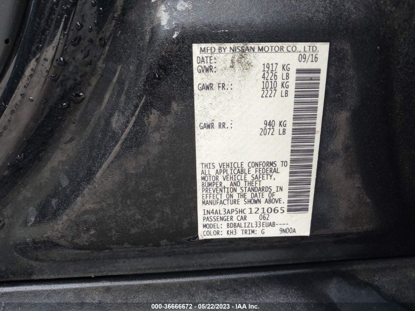 2017 NISSAN ALTIMA 2.5 - 1N4AL3AP5HC121065