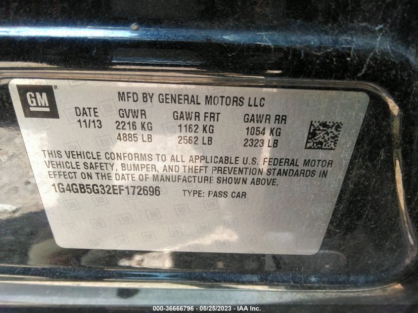 2014 BUICK LACROSSE LEATHER - 1G4GB5G32EF172696