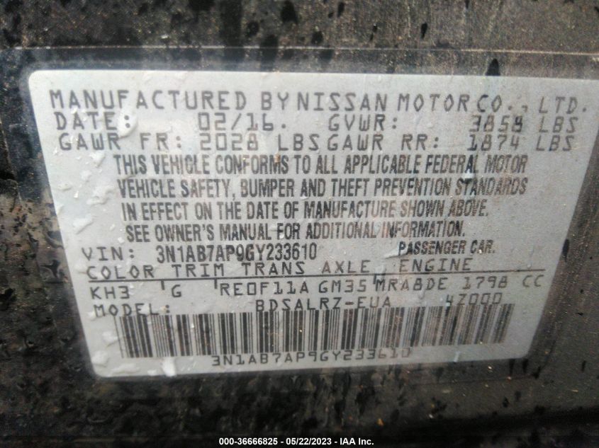 2016 NISSAN SENTRA SR - 3N1AB7AP9GY233610