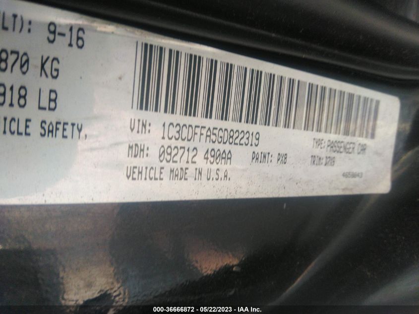 2016 DODGE DART SXT SPORT BLACKTOP - 1C3CDFFA5GD822319