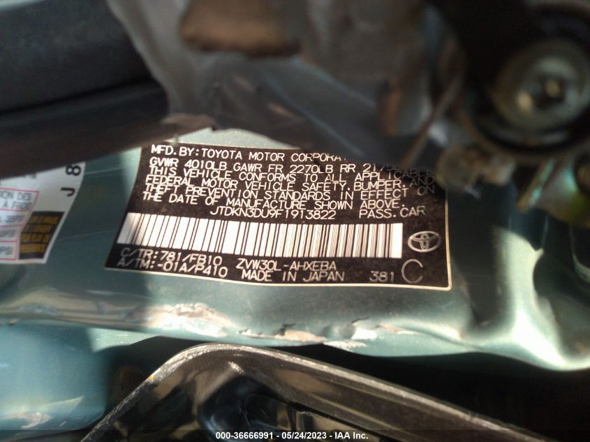 2015 TOYOTA PRIUS FOUR - JTDKN3DU9F1913822