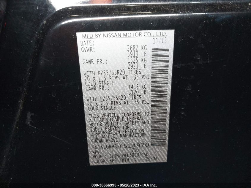 2014 INFINITI QX60 - 5N1AL0MM3EC514970