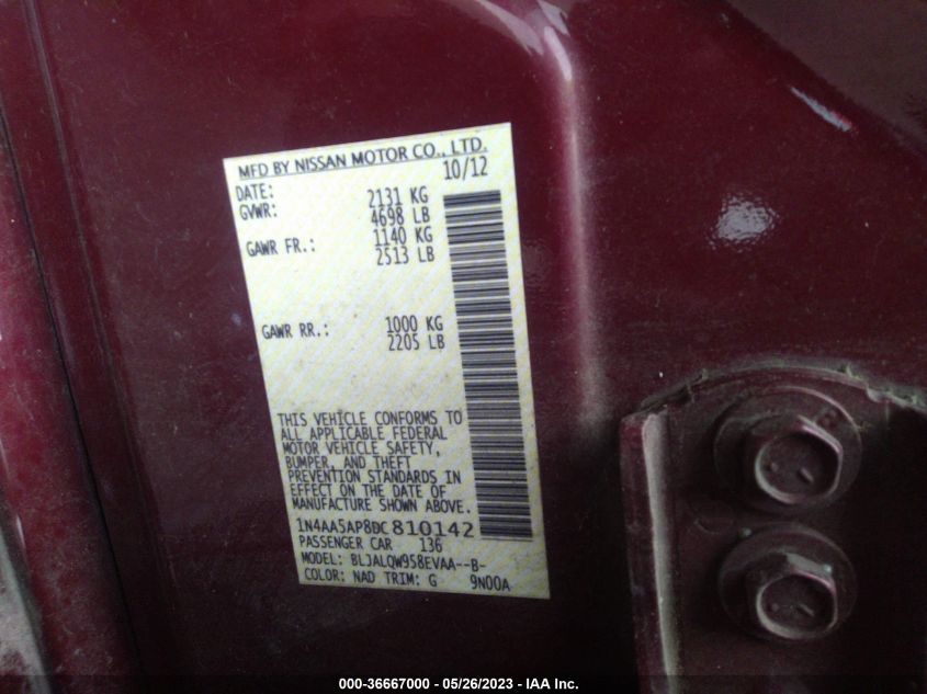 2013 NISSAN MAXIMA 3.5 S - 1N4AA5AP8DC810142
