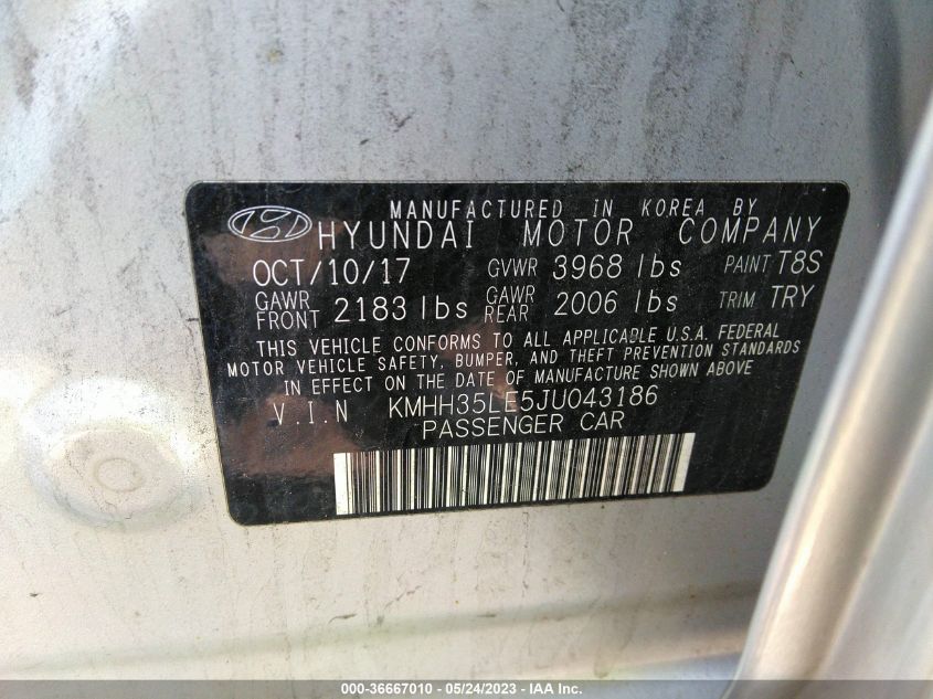 2018 HYUNDAI ELANTRA GT - KMHH35LE5JU043186