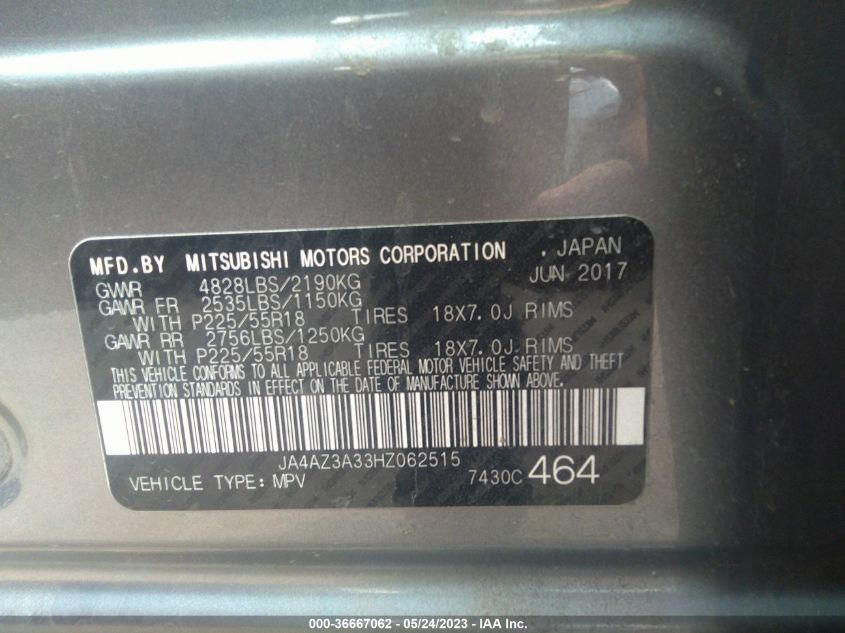 2017 MITSUBISHI OUTLANDER SE/SEL - JA4AZ3A33HZ062515