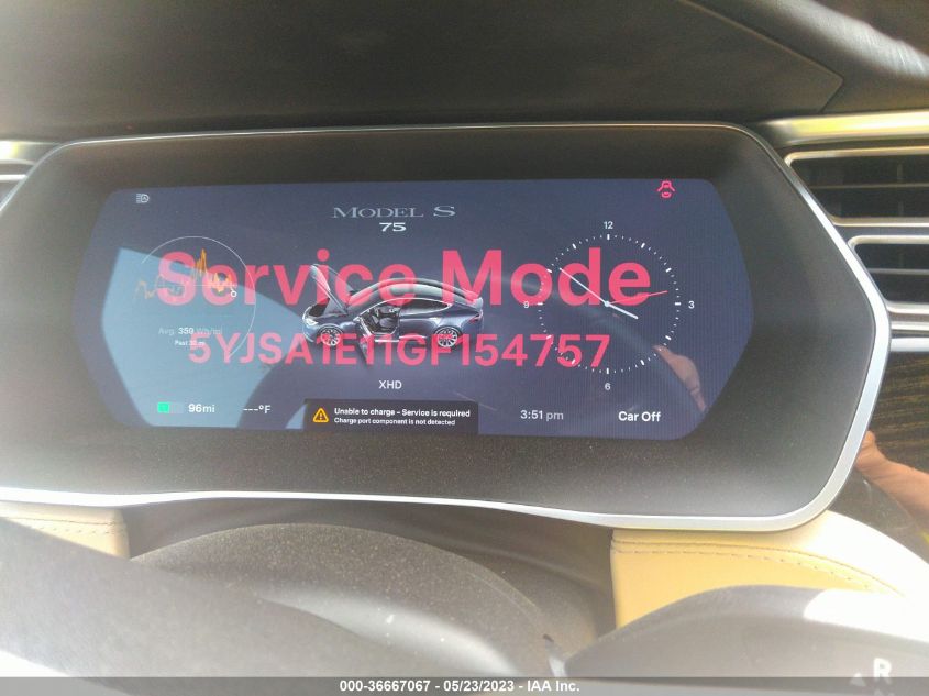 2016 TESLA MODEL S 70 KWH - 5YJSA1E11GF154757
