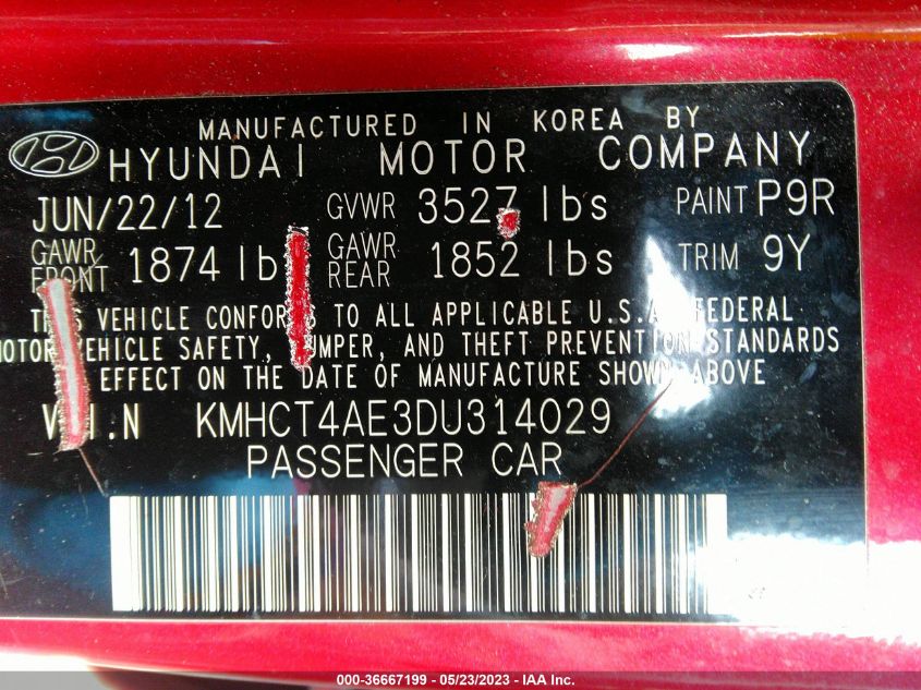 2013 HYUNDAI ACCENT GLS - KMHCT4AE3DU314029