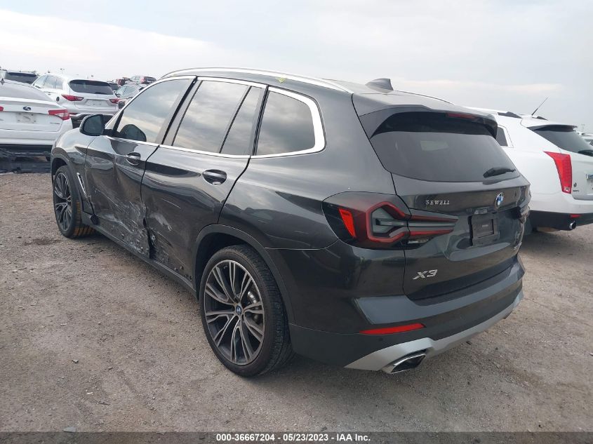 2022 BMW X3 SDRIVE30I - 5UX43DP03N9J20253