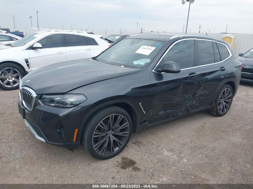 2022 BMW X3 SDRIVE30I - 5UX43DP03N9J20253