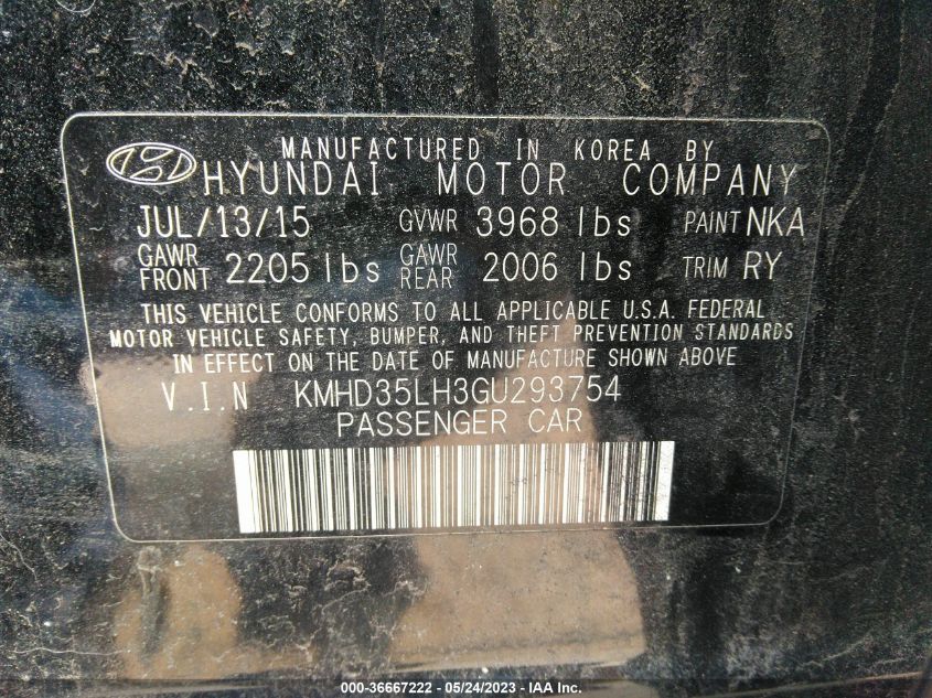 2016 HYUNDAI ELANTRA GT - KMHD35LH3GU293754