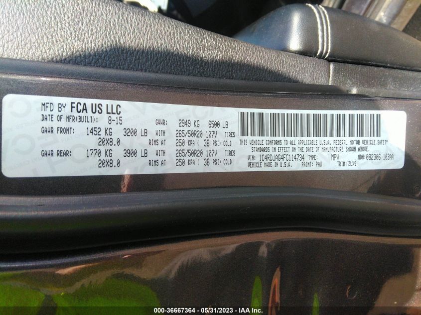 2015 DODGE DURANGO SXT - 1C4RDJAG4FC114734