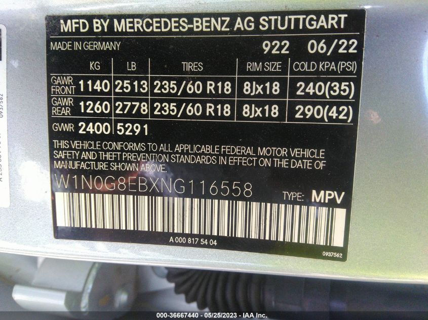2022 MERCEDES-BENZ GLC GLC 300 - W1N0G8EBXNG116558