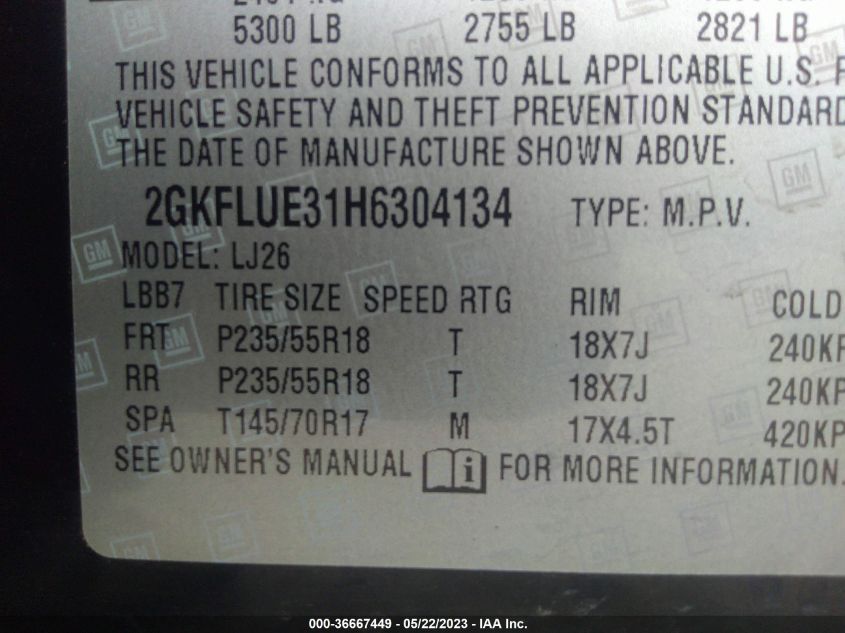 2017 GMC TERRAIN SLT - 2GKFLUE31H6304134