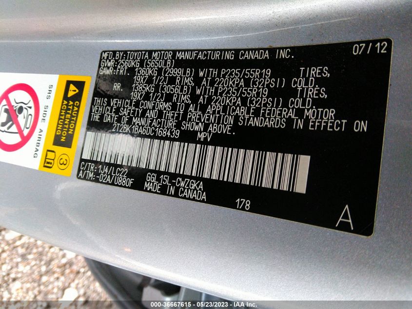 2013 LEXUS RX 350 - 2T2BK1BA6DC168439