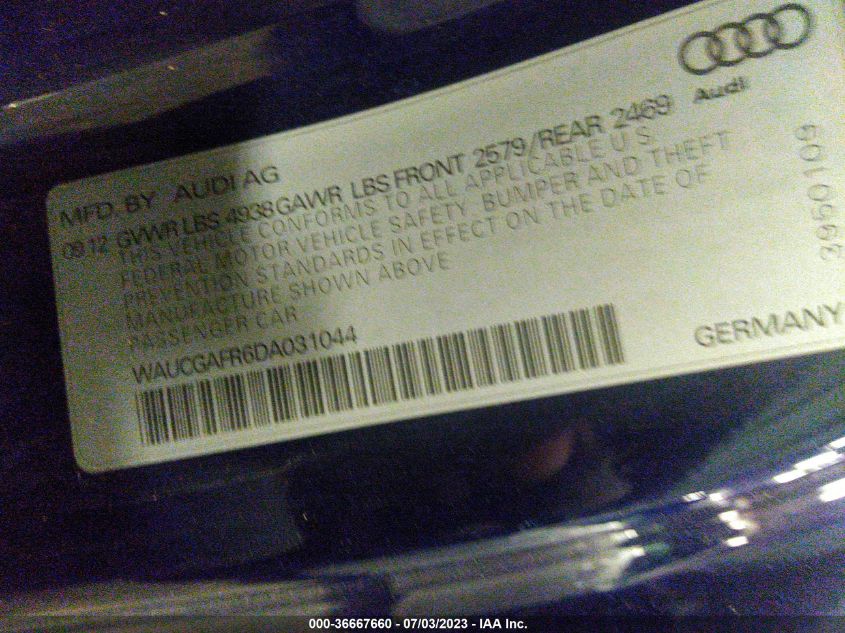 2013 AUDI S5 PREMIUM PLUS WAUCGAFR6DA031044